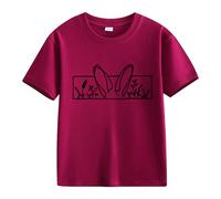 Maskjuwio Spring and Autumn New Fashionable Cute Print Comfortable Version of The Girls Printed T Shirt Camicia Nero Bambini, Colore: rosso, 8-9 Jahre