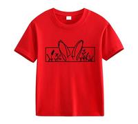 Maskjuwio Spring and Autumn New Fashionable Cute Print Comfortable Version of The Girls Printed T Shirt Shirt Shirt Boy 98 maniche lunghe, Colore: rosso, 12-13 Jahre