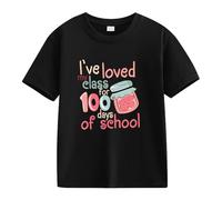Maskjuwio Spring and Autumn New Fashionable Cute Print Comfortable Version of The Girls Printed T Shirt Top Top Top in pizzo nero da donna, Nero , 4-5 Anni