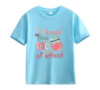 Maskjuwio Spring and Autumn New Fashionable Cute Print Comfortable Version of The Girls Printed T Shirt Top Top Top in pizzo nero da donna, Blu, 3-4 Anni