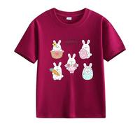 Maskjuwio Spring and Autumn New Fashionable Cute Print Comfortable Version of The Girls Stampato T Shirt Collo Clip Donna, Colore: rosso, 12-13 Jahre