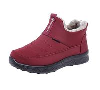 Maskjuwio Stivali invernali impermeabili da donna, foderati, piatti, comodi, da neve, con plateau - bassi, imbottiti, per il tempo libero, antiscivolo, resistenti all'usura, Colore: rosso, 37 EU