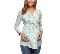 Maskjuwio - Top da donna, maglietta premaman morbida, a doppio strato, a maniche corte, per gravidanza, e, XL