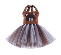 Maskjuwio Vestito per bambini primavera e tutù, gonna animale, gonna a rete, abbigliamento performance, rock, calendario dell'Avvento, storie per adulti, marrone, 18-24 Monate