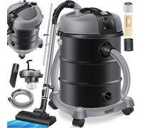 MASKO® Aspirapolvere industriale, in acciaio inox, 2300 W + presa di corrente, aspirazione a secco e a umido, funzione di soffiaggio, Push&Clean, con e senza sacchetto, Antracite
