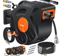 MASKO® Avvolgitore per tubo ad aria compressa automatico Attacco 1/4 - Avvolgitubo Portatubo a muro Avvolgitore per tubo Avvolgitore per tubo ad aria compressa, blu, 10m