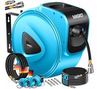 MASKO® Avvolgitore per tubo ad aria compressa automatico Attacco 1/4 - Avvolgitubo Portatubo a muro, blu, 20m