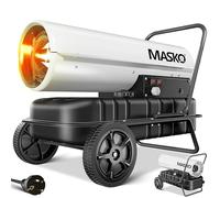 Masko® Cannone riscaldante 30kW Diesel Essiccatore per edifici Riscaldatore per edifici Generatore di Aria Calda Termoventilatore 34L Serbatoio con Termostato Riscaldatore Olio Flusso Bianco/Nero