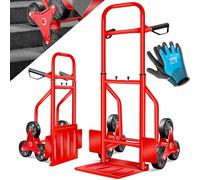MASKO® - Carrello portapacchi montascale, portata: 200 kg, carrello impilatore, pieghevole, pneumatici in gomma dura, manici in plastica, telaio in acciaio, colore rosso