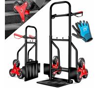 MASKO® Carrello portapacchi per scale, carrello portasacchi 200 kg, carrello salitore da trasporto, carrello montascale, carrello montacarichi, Rosso