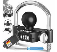 MASKO® Lucchetto per Rimorchio, Lucchetto a Combinazione con Codice a 4 Cifre per i Comuni ganci di Traino, Facile Installazione, Protezione Antifurto, Roulotte, Rimorchio, Nero