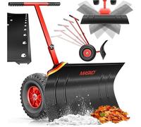 Masko Pala da neve su ruote, regolabile in altezza, 5 posizioni, pala da neve delicata sulla schiena, pala da neve 75 cm, larghezza di lavoro 42 cm, pieghevole salvaspazio, rosso