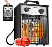 Masko® Riscaldatore elettrico termoventilatore 5 KW con termostato integrato, 5000 Watt, 3 livelli di riscaldamento, per uso interno ed esterno, protezione da sovraccarico