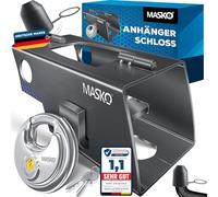 MASKO® Serratura per Rimorchio Con Sistema a Cerniera - Agganciato e Sganciato, Protezione Antifurto, incl. Serratura a Disco, Chiave e Cappuccio di Protezione, Antracite