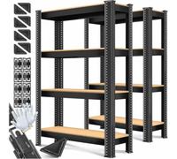 MASKO® Set di 2 Scaffali in Metallo, Scaffalature a 5 Ripiani Regolabili, Senza Viti, Scaffale Salvaspazio per Garage, Magazzino, Portante 875 kg, 160x80x40 cm Argento
