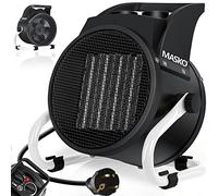 Masko® Stufa radiante in Ceramica Elettrico con termostato, Termoventilatore, 3 regolazioni di calore, Bianco, 2 KW