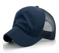 Masktide Cappellini da baseball a tesa corta con retro in rete per uomo cappelli corti per le donne coda di cavallo arbitro aderente corsa sport all'aperto, Navy, Taglia unica
