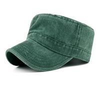 Masktide Oversize XXL Mens Cotone Lavato Militare Cadetto Army Caps Basic Everyday Donna Classico Stile Vintage Flat Top Cappelli, Verde, XL/XXL