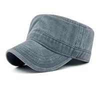 Masktide Oversize XXL Mens Cotone Lavato Militare Cadetto Army Caps Basic Everyday Donna Classico Stile Vintage Flat Top Cappelli, Grigio chiaro., XL/XXL