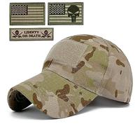 Masktide Tactical Military Mens Camo Baseball Hat with American Flag Skull Patch Patriotic Operator Camouflage cap for Women Desert-LG