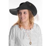 Maskworld Cappello da moschettiere in feltro di lana - Athos - nero - travestimento copricapo Carnevale, LARP & Mercato medievale