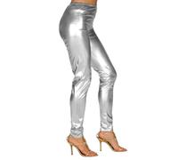 Maskworld Leggings argento metallizzato - Taglia: M - Pantaloni stretti da donna - Carnevale, Halloween & festa a tema