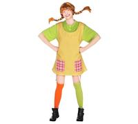 Maskworld Pippi Calza lunga, costume originale e accessori per adulti, travestimento con e senza parrucca, costume e accessori per carnevale e feste a tema