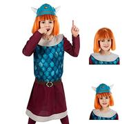 Maskworld Wickie l'astuto ragazzo vichingo - Costume completo per bambini con parrucca e casco - 6 pezzi - travestimento carnevale (134-140)