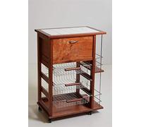 CARRELLO PORTAFRUTTA VESUVIO LEGNO CON CASSETTO PORTAPANE E PORTABOTTIGLIA