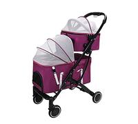 MASME Doppio Passeggino per Cani Piccoli/Gatti, Trasportino Gatto Carrozzina per Cani e Gatti Carrello Pet Gear Passeggini Carrozzine Due Strati Staccabile per Twin o Multiplo (Color : Purple)