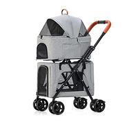 MASME Trasportino Gatto Passeggino per Gatti Doppio/Passeggini per Cani, Pet Trolley Passeggino Carrello Cinque Carrozzina per Cani Doppia Cane Gatto Carrozzine per Multipla (Color : Grey A)