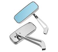 Maso 1 paio di specchietti retrovisori rettangolari per moto, per manubrio, 8 mm/10 mm, colore: Argento