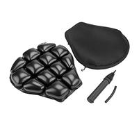 MASO Cuscino per sedile moto, nero imbottito ad aria, cuscino per sella moto con cinghie regolabili e fibbia robusta, protezione per sedile moto con copertura lavabile