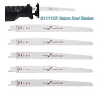 MASO - Lame per seghe a sciabola combinate per legno, metallo e demolizione per Bosch, Dewalt, Makita, S1111DF, 225 mm, in acciaio al carbonio HCS, confezione da 5 pezzi