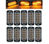 Maso - Luci stroboscopiche di emergenza per auto, 6 LED, barra luminosa color ambra con griglia di avviso guasto lampeggiante, 6 modalità 12/24 V, confezione da 2.