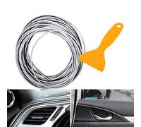 MASO, Modanatura decorativa per interno dell’auto, universale, nastro da 10 m, colore argento, striscia 3D in ABS con strumento per l’applicazione