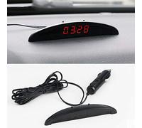 Maso, orologio digitale da auto con termometro e decorazione per interni auto, orologio elettronico di tensione, colore: rosso