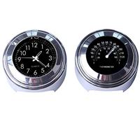 Maso, orologio e termometro universale impermeabile per manubrio moto da 7/8 pollici (22 mm), 2 pezzi, colore nero