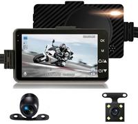 MASO - Telecamera da cruscotto per Moto Anteriore e Posteriore, Impermeabile, Doppio Video HD 1080p con IP68