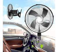 MASO - Ventilatore da scrivania da 25 cm, 24 V, per auto e casa, a 2 velocità, con clip