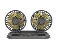 MASO Ventola di raffreddamento per auto a doppia testa, rotazione verticale a 360°, orizzontale a 180°, con porta USB/accendisigari, 5 V/12 V/24 V