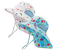 MASOCIO Cappello Neonato Bambino con Copricollo 2 Pezzi Cappellino Pescatore Bimbo Estivo Sole Mare Anti UV Spiaggia 3 4 5 Cappello età 2-6 Anni Multicolore 1