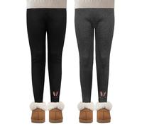 MASOCIO Leggings Felpati Bambina Invernali Caldi 2 Pack Leggins Pile Termici Bimba Pantaloni Collant Pantacollant Abbigliamento Ragazza Invernale 10-11 Anni Nero Grigio