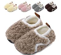 MASOCIO Pantofole Bambina Bambino Invernali Peluche Calzini Ciabatte Bimba Bimbo Ragazza Casa Inverno Asilo Scuola Pelose Pelo Ciabattine Neonato Neonata Babbucce Antiscivolo Taglia 28 29 Kaki