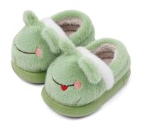 MASOCIO Pantofole Bambino Invernali Peluche Ciabatte Bimbo Neonato Casa Inverno Pelose Ciabattine Divertenti Babbucce Antiscivolo Animale Rana Verde 4 (Taglia Produttore: CN 30/31) EU 27/28