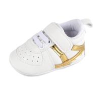 MASOCIO Scarpe Neonato Scarpine Primi Passi Bimbo Maschio Scarpette Bambino Taglia 19 Blanco Oro 6-12 Mesi