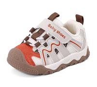 MASOCIO Scarpe Primi Passi Bimbo Neonato Scarpine Bambino Maschio Baby Shoes Boy Scarpette Antiscivolo Bianco Marrone (Taglia Produttore: CN 23) EU 25