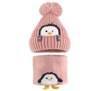 MASOCIO Set Cappello e Sciarpa Neonata Bambina Invernale Cappellino Scaldacollo Bimba Caldo 2 Berretti Berretto PON PON 6 12 18 Mesi Cuffia Ragazzo 1-3 Anni Rosa