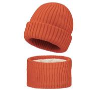 MASOCIO Set Cappello e Sciarpa Neonato Bambino Invernale Cappellino Scaldacollo Bambina Bimba Bimbo Caldo Berretti Berretto 12 18 Cuffia Ragazzo 1 2 Anni 6-24 Mesi Arancione