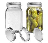 Mason Jar 1 L,barattoli in vetro con coperchio in scatola per la fermentazione di inscatolamento sottaceti,cetrioli,pomodori, barattoli per conservare pasta,biscotti,noci e fagioli,confezione da 2
